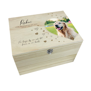 Personalised Large Wooden Pet Memorial Photo Memory Box - 4 Sizes (20cm | 26cm | 30cm | 36cm)