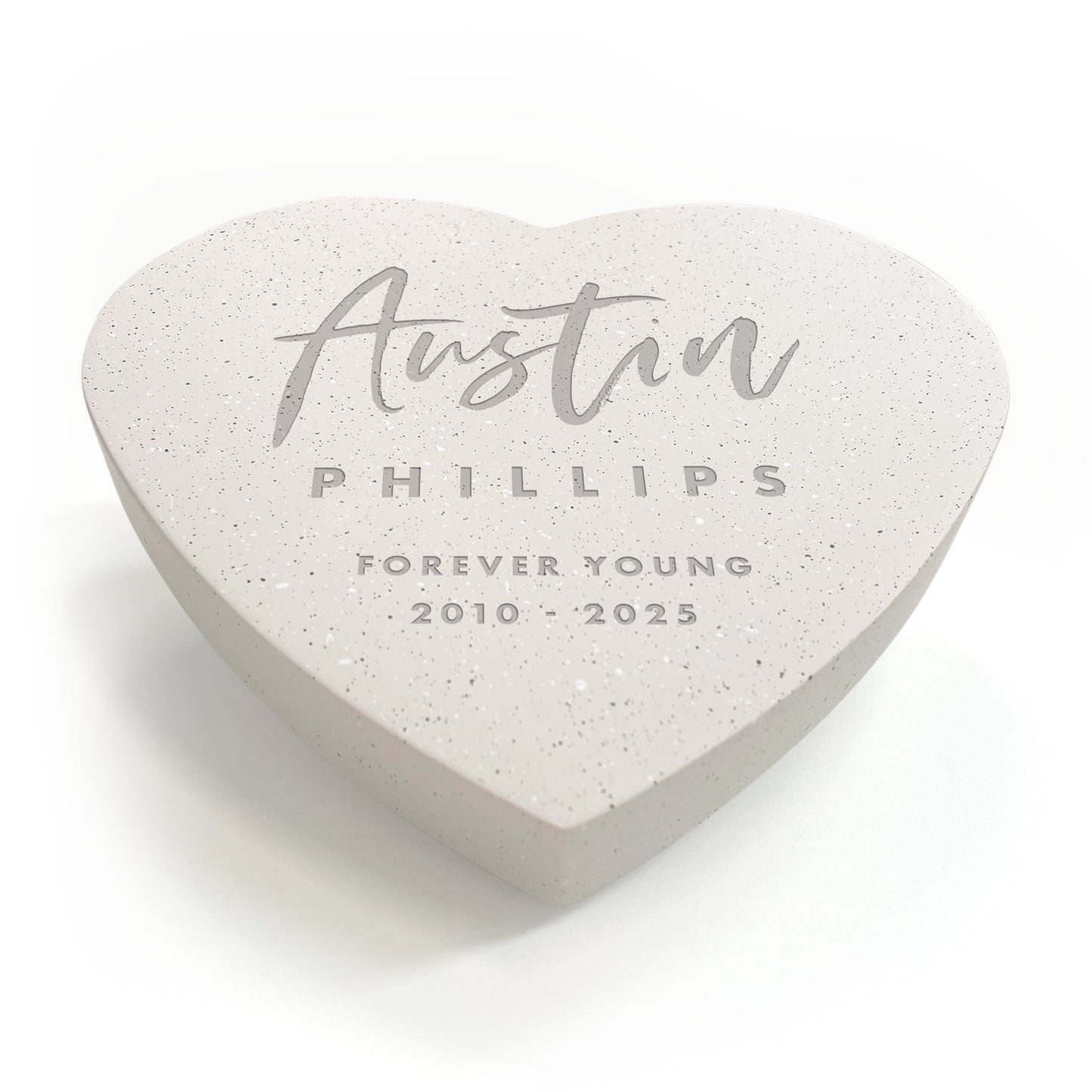 Personalised Modern Script Engraved Resin Heart Grave Marker