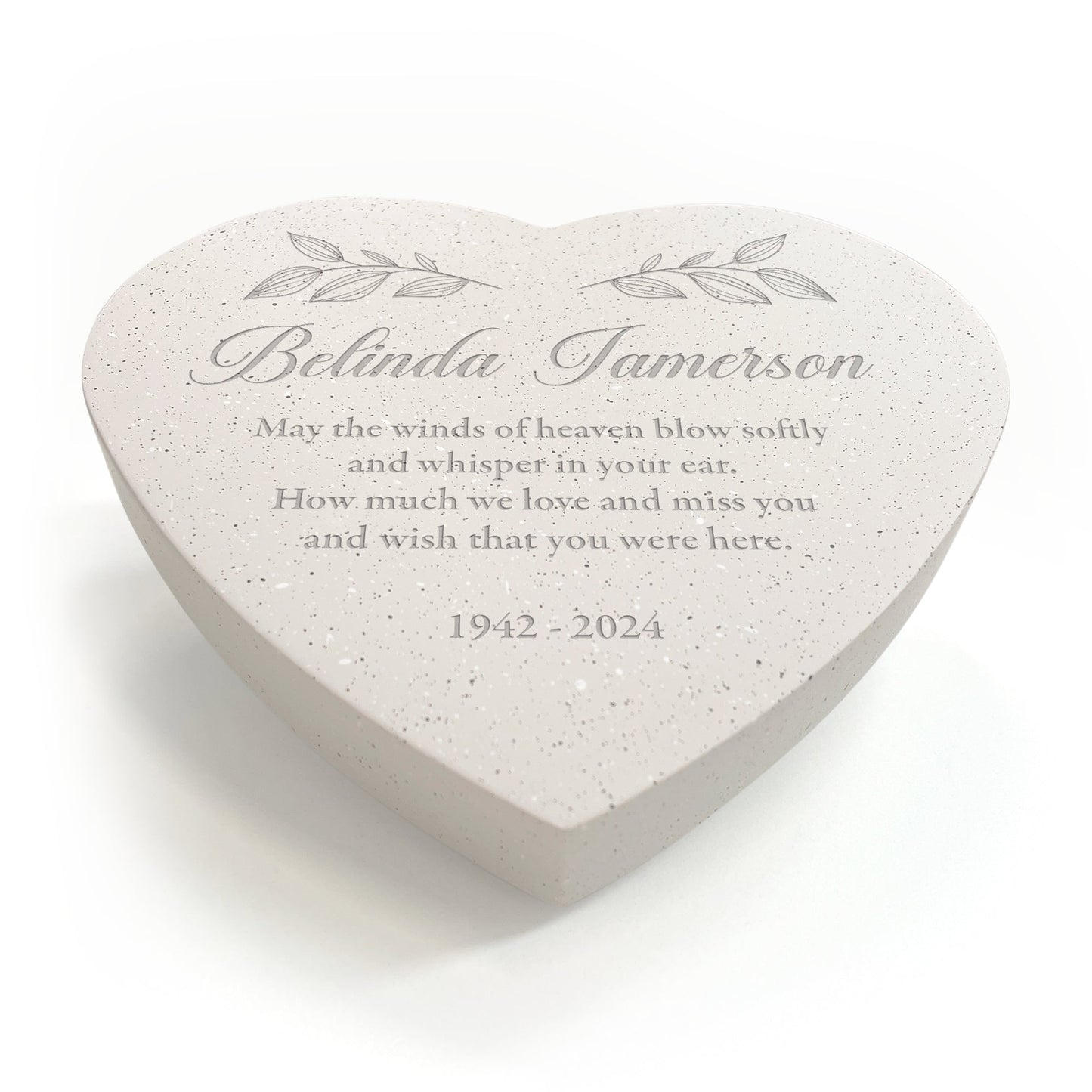 Personalised Engraved Free Text Floral Resin Heart Grave Marker