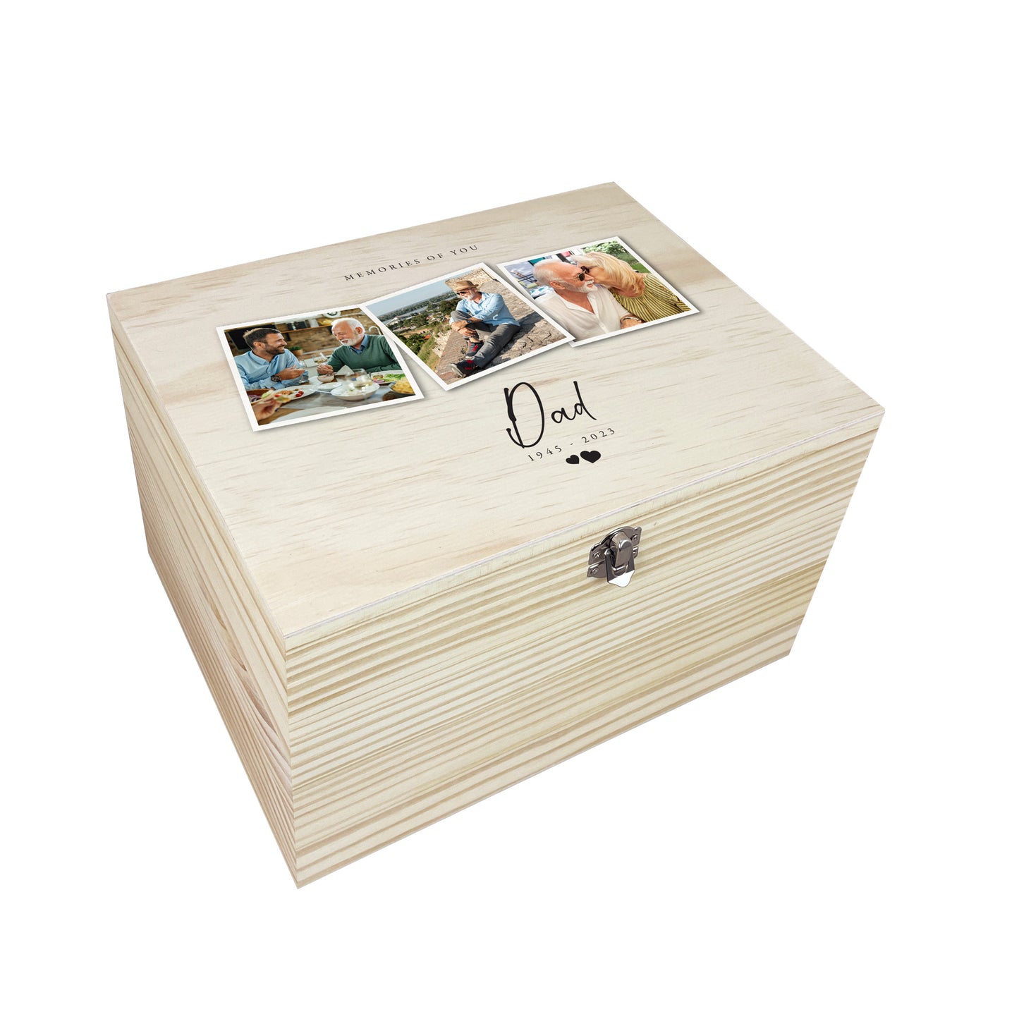 Personalised Pine Wooden Memorial Photo Keepsake Memory Box - 5 Sizes (16cm | 20cm | 26cm | 30cm | 36cm)