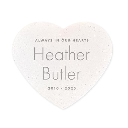 Personalised Modern Engraved Resin Heart Grave Marker