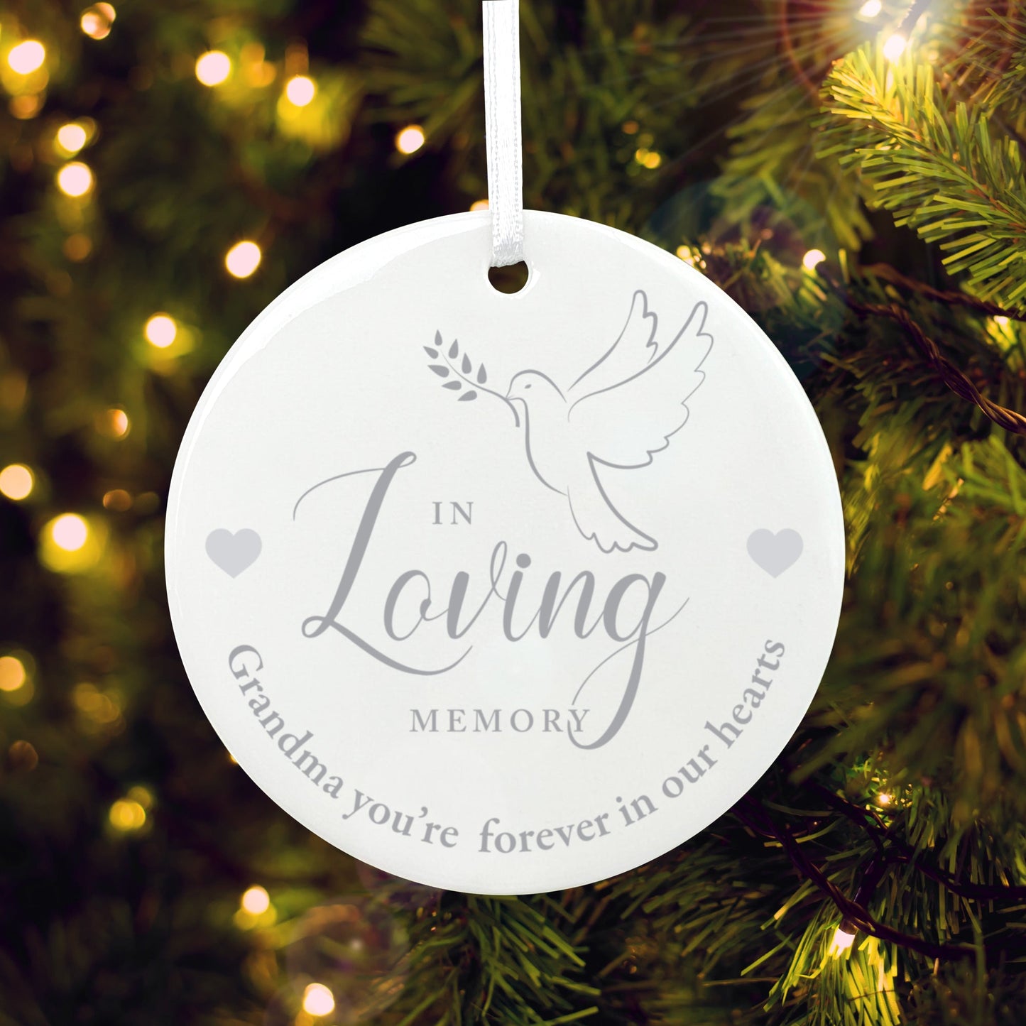 In Loving Memory Dove Ceramic Disc Hanging Decoration + Gift Box