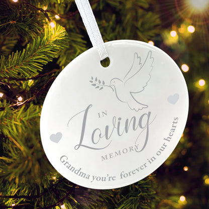 In Loving Memory Dove Ceramic Disc Hanging Decoration + Gift Box