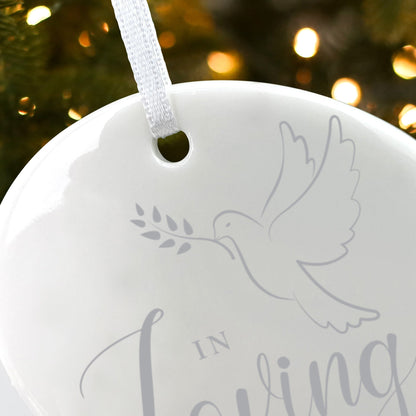 In Loving Memory Dove Ceramic Disc Hanging Decoration + Gift Box