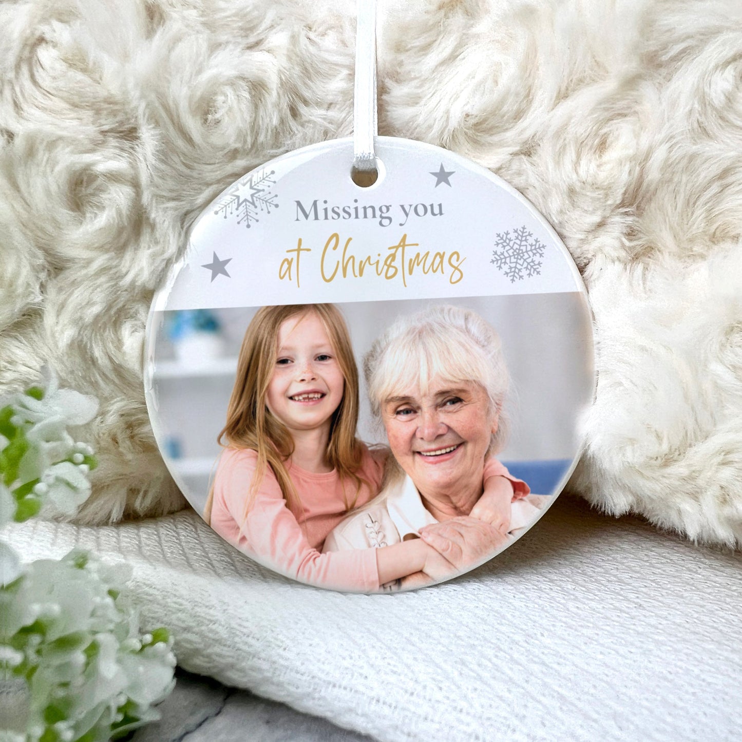 Memorial Photo Ceramic Disc Hanging Decoration + Gift Box