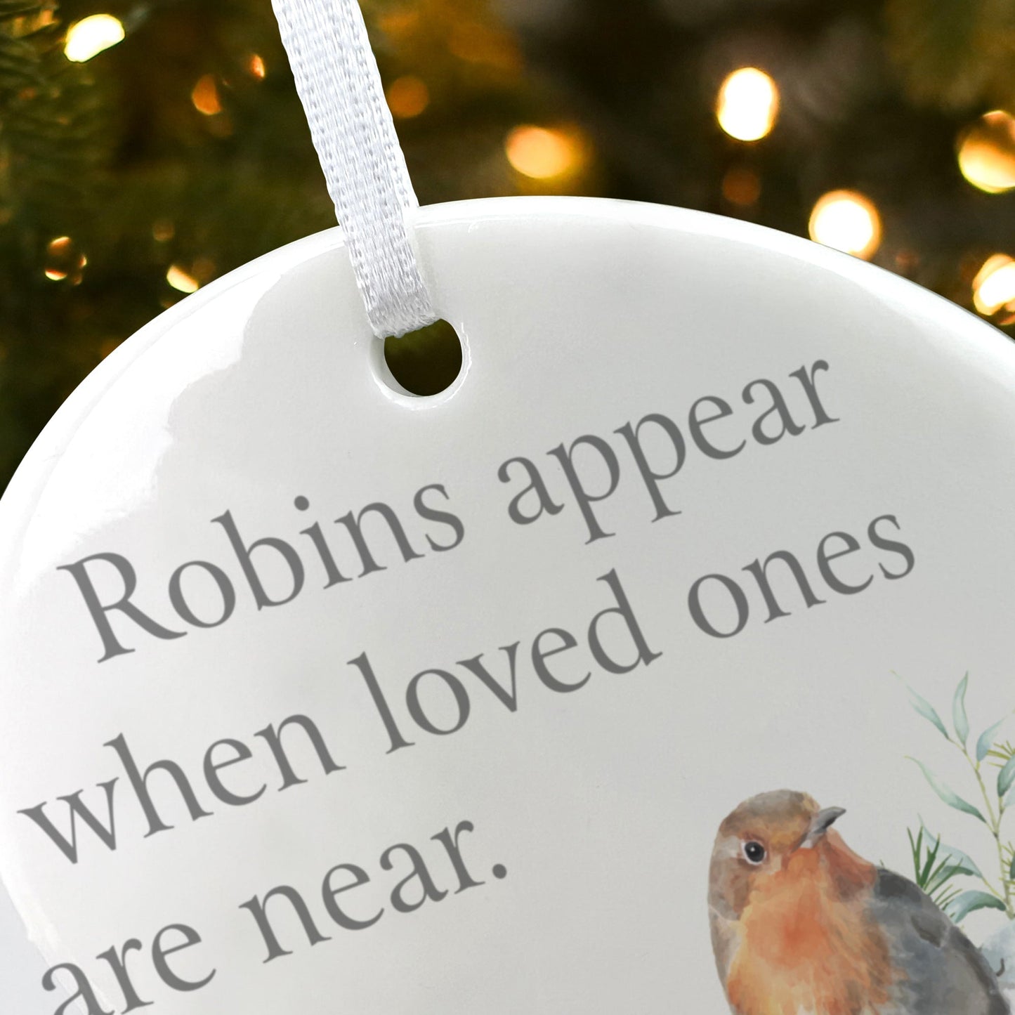 Robins Appear Ceramic Disc Hanging Decoration + Gift Box