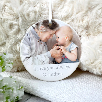 Any Message & Photo Ceramic Disc Hanging Decoration + Gift Box