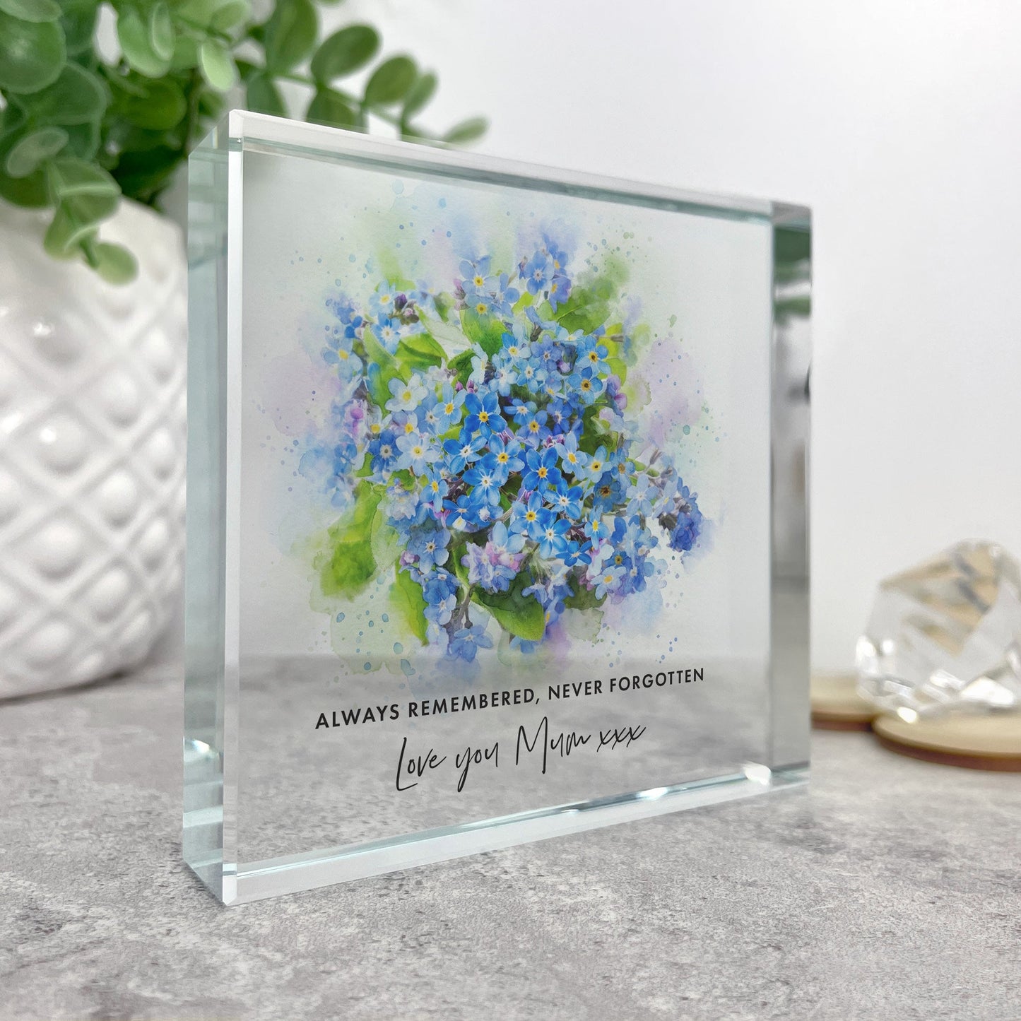 Personalised Forget-Me-Not Crystal Token