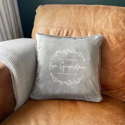 Personalised Wreath Memorial Ashes Faux Fur Cuddle Cushion
