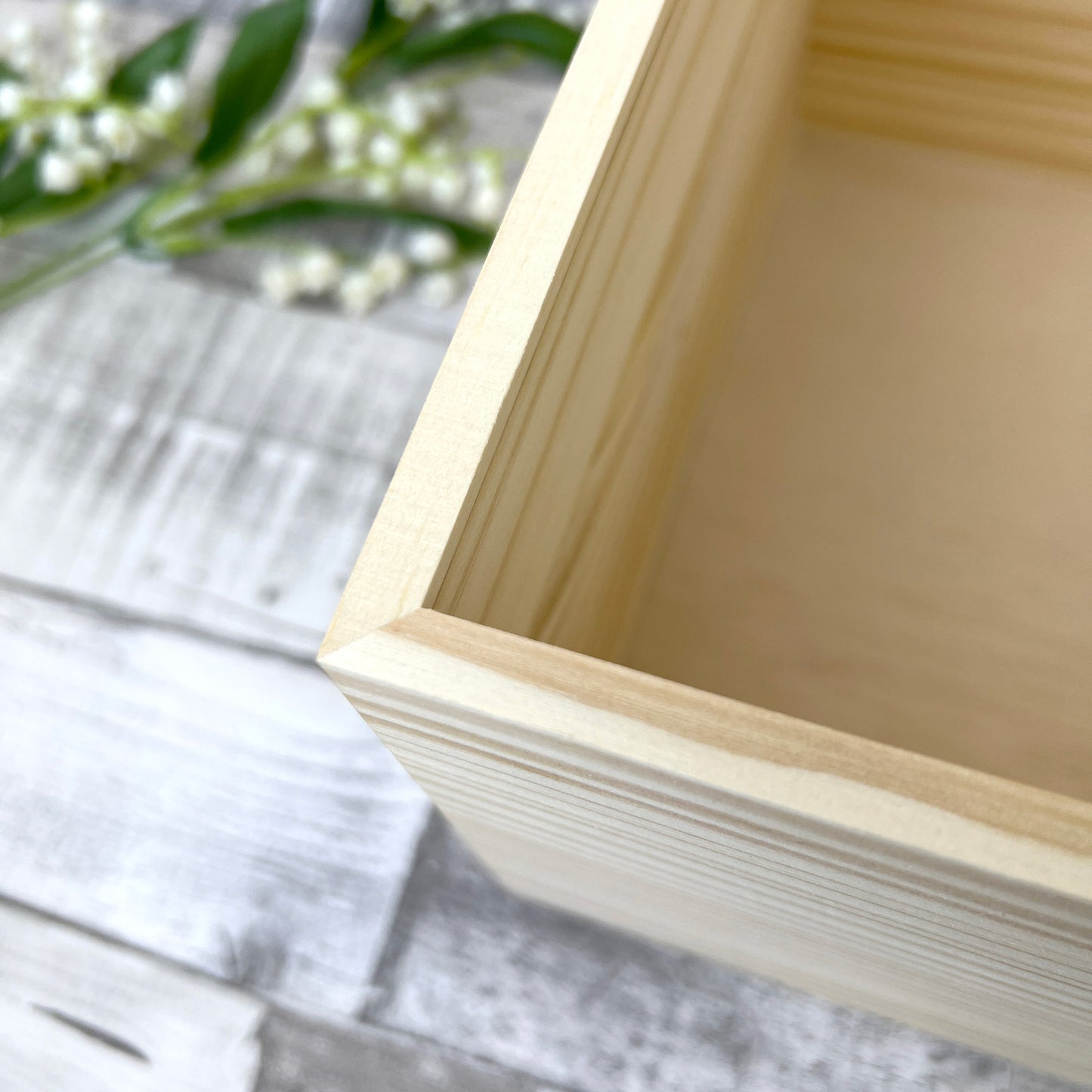 Personalised Floral Pine Wooden Memorial Photo Keepsake Memory Box - 5 Sizes (16cm | 20cm | 26cm | 30cm | 36cm)