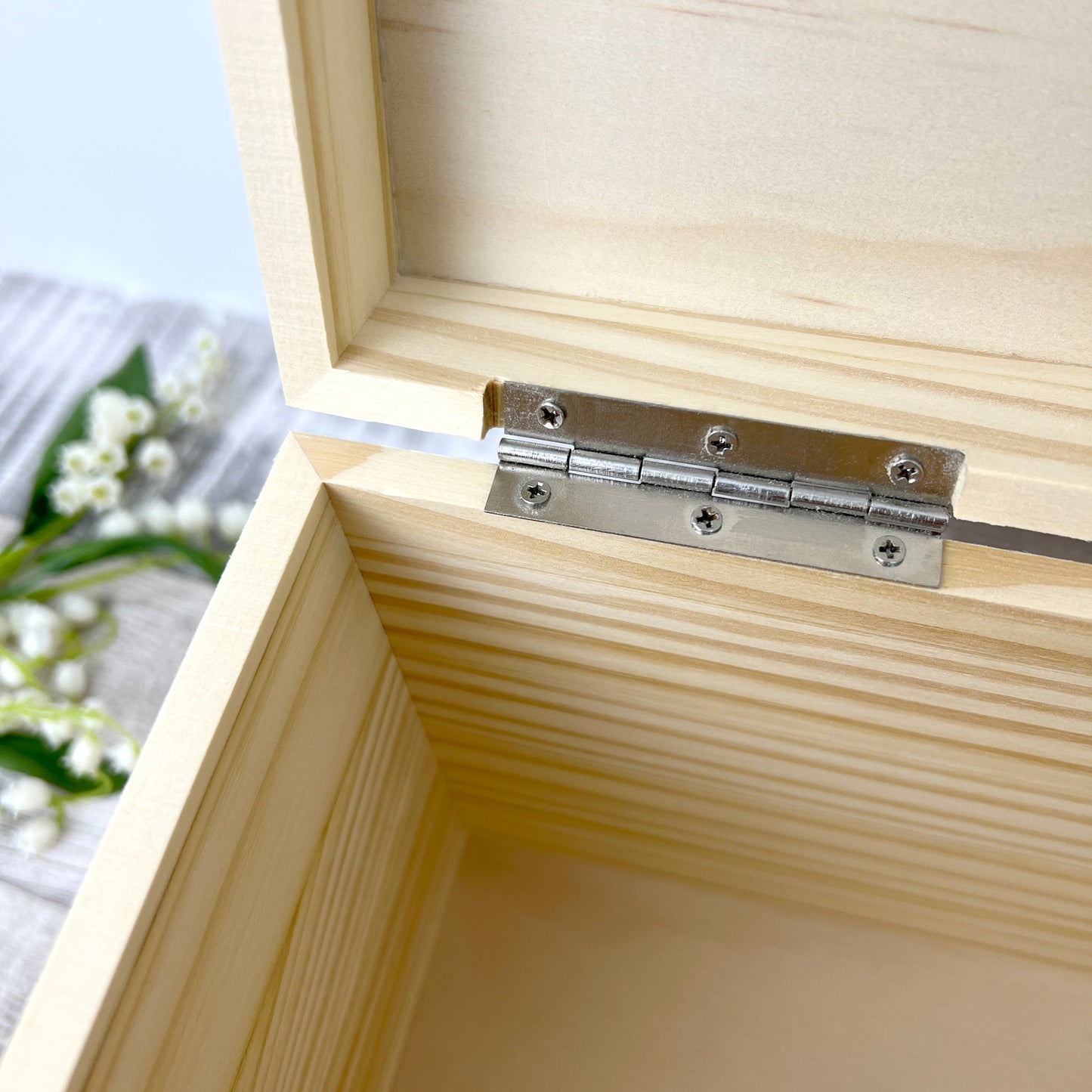 Personalised Floral Pine Wooden Memorial Photo Keepsake Memory Box - 5 Sizes (16cm | 20cm | 26cm | 30cm | 36cm)