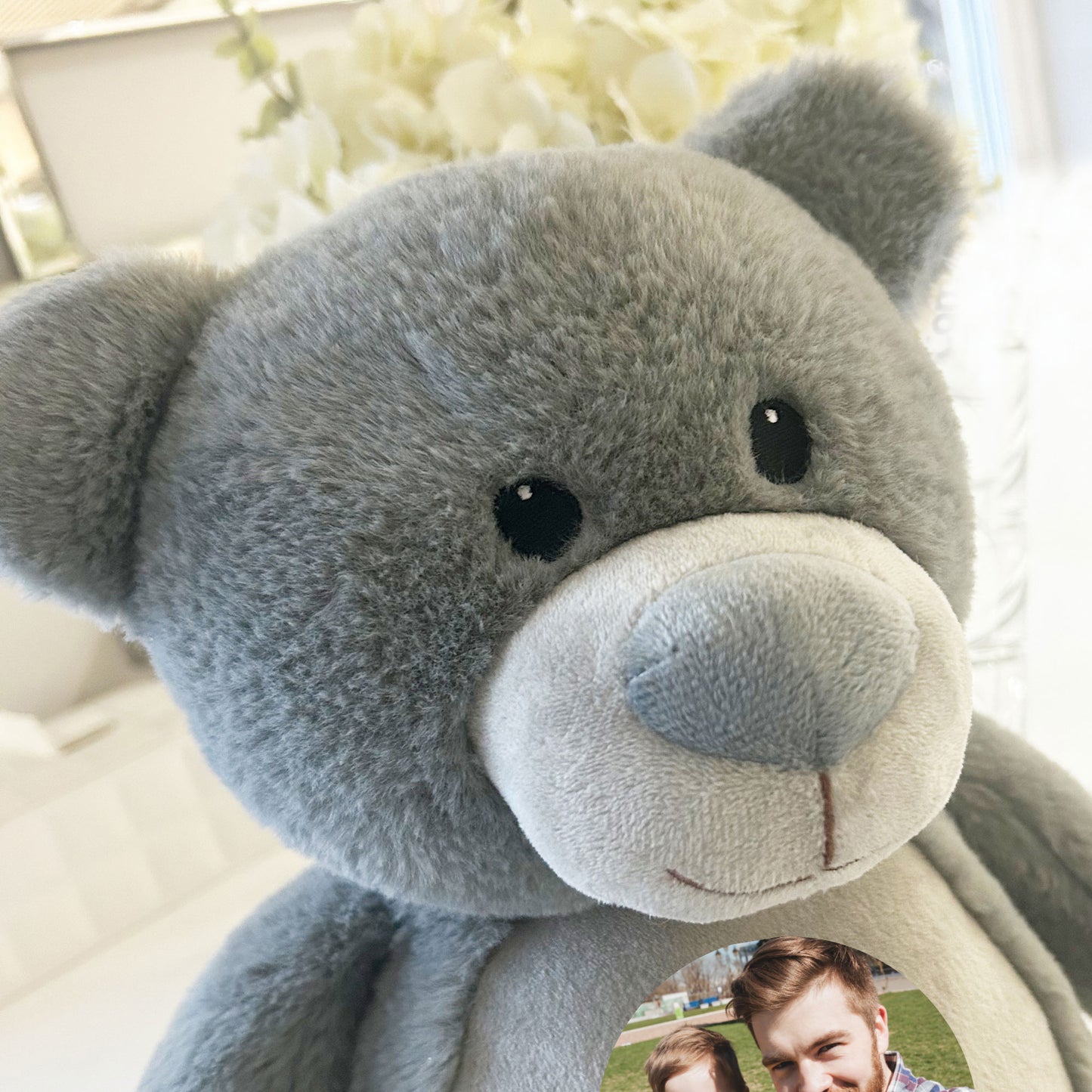 Personalised Photo Ashes Keepsake Memory Bear - Grey