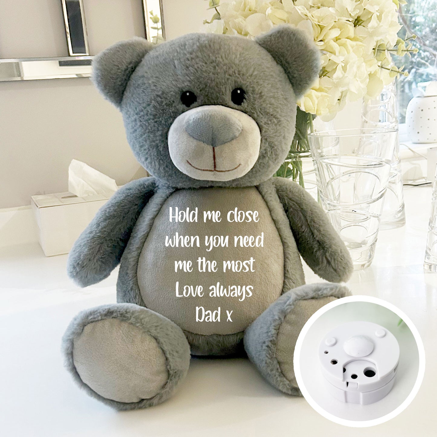 Personalised Record-A-Voice Teddy Bear - Grey