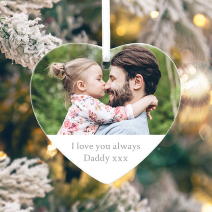 Any Message & Photo Ceramic Heart Hanging Decoration + Gift Box