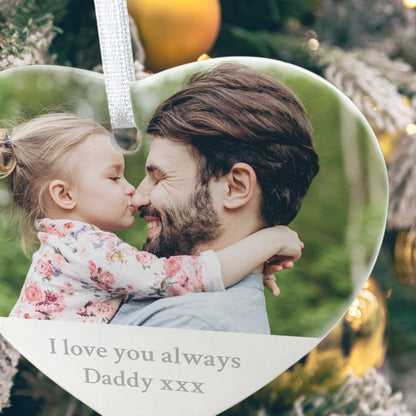 Any Message & Photo Ceramic Heart Hanging Decoration + Gift Box