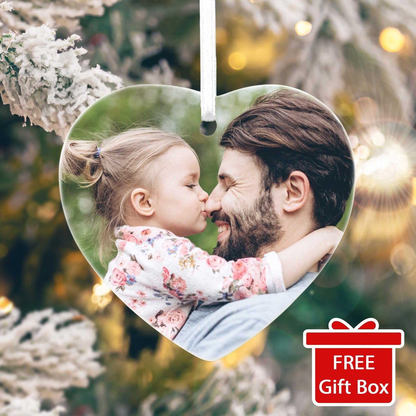 Your Favourite Photo Ceramic Heart Hanging Decoration + Gift Box