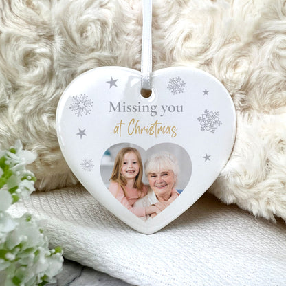 Memorial Photo Ceramic Heart Hanging Decoration + Gift Box