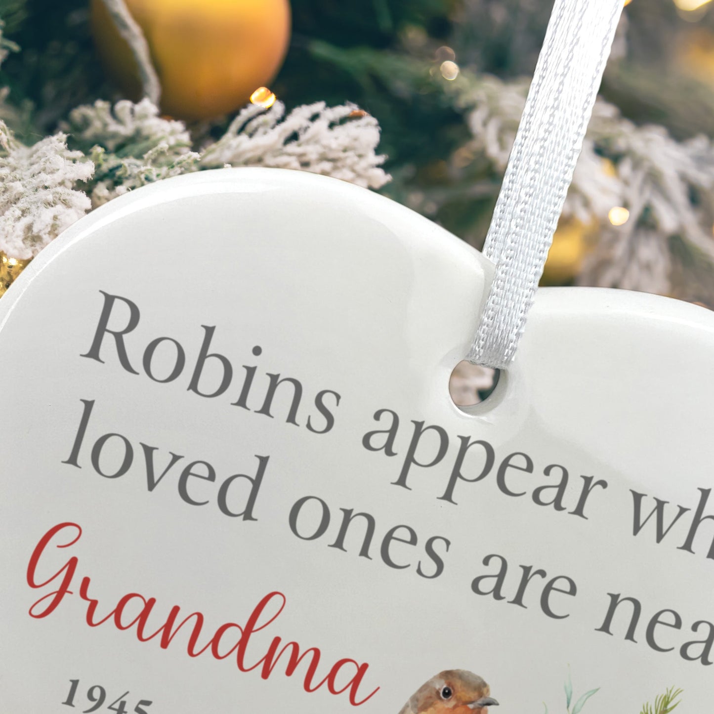 Robins Appear Ceramic Heart Hanging Decoration + Gift Box