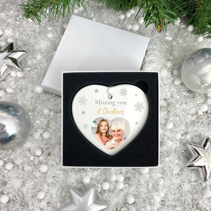 Memorial Photo Ceramic Heart Hanging Decoration + Gift Box