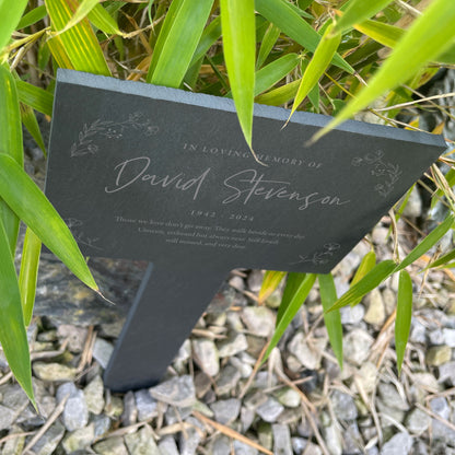 Personalised Large Wreath Memorial Slate Plant Marker