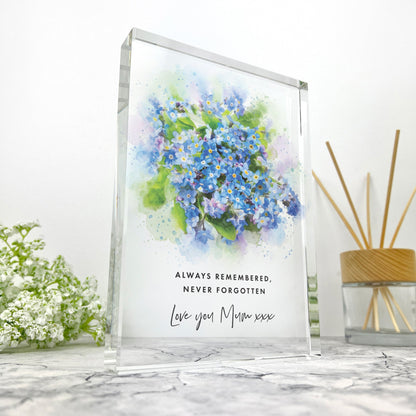 Personalised Forget-Me-Not Giant Crystal Block (19.5cm x 14cm)