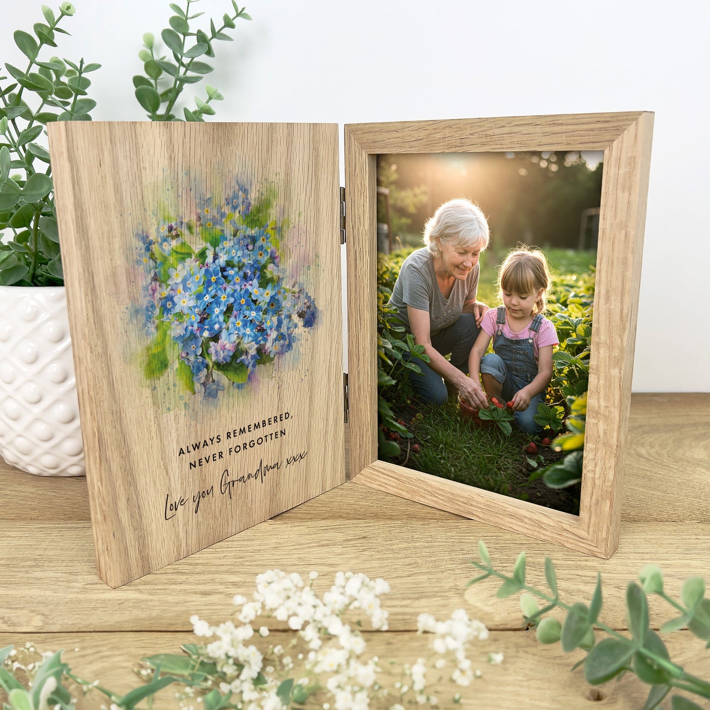 Personalised Forget-Me-Not Book Photo Frame