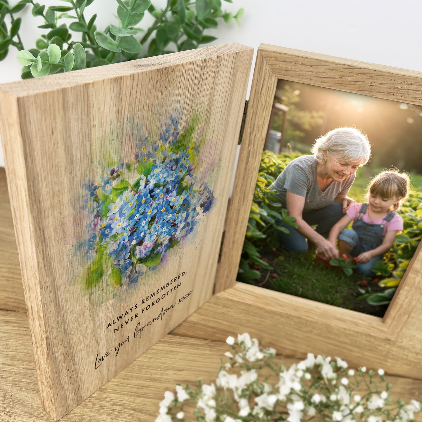 Personalised Forget-Me-Not Book Photo Frame
