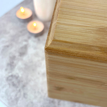 Personalised Bamboo Urn For Cremation Ashes - Angel Baby Design