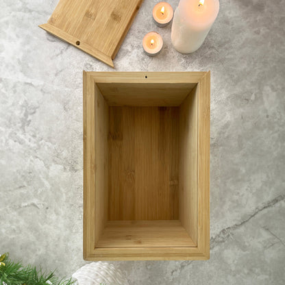 Personalised Bamboo Urn For Cremation Ashes - Name & Icon Design