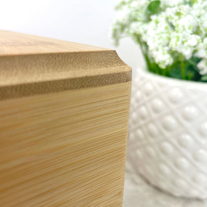 Personalised Bamboo Urn For Cremation Ashes - Name & Icon Design