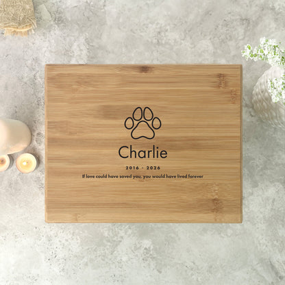 Personalised Bamboo Urn For Pet Cremation Ashes - Dog/Cat Design