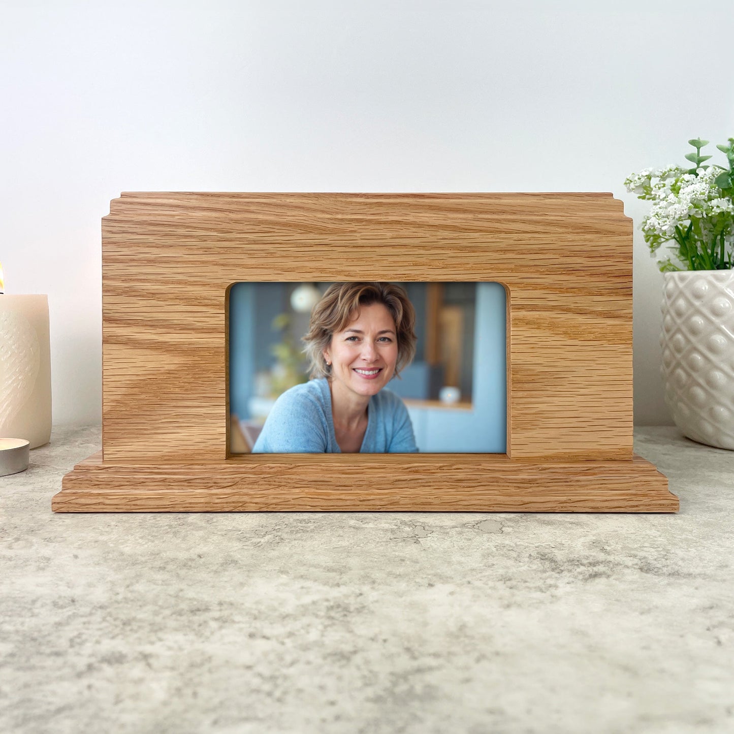 Personalised Oak Photo Urn For Cremation Ashes - Branch of Love Design