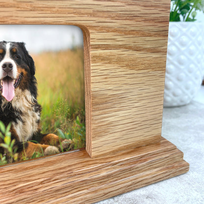Personalised Oak Pet Urn with Photo - Dog/Cat Design