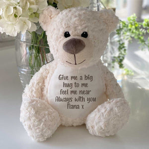 Personalised Message 'Comfort Bear' - grey, pink, blue or cream