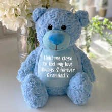 Load image into Gallery viewer, Personalised Ashes Keepsake Memory Bear - Blue