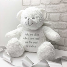 Load image into Gallery viewer, Personalised Angel Wings Ashes Keepsake Memory Bear - White