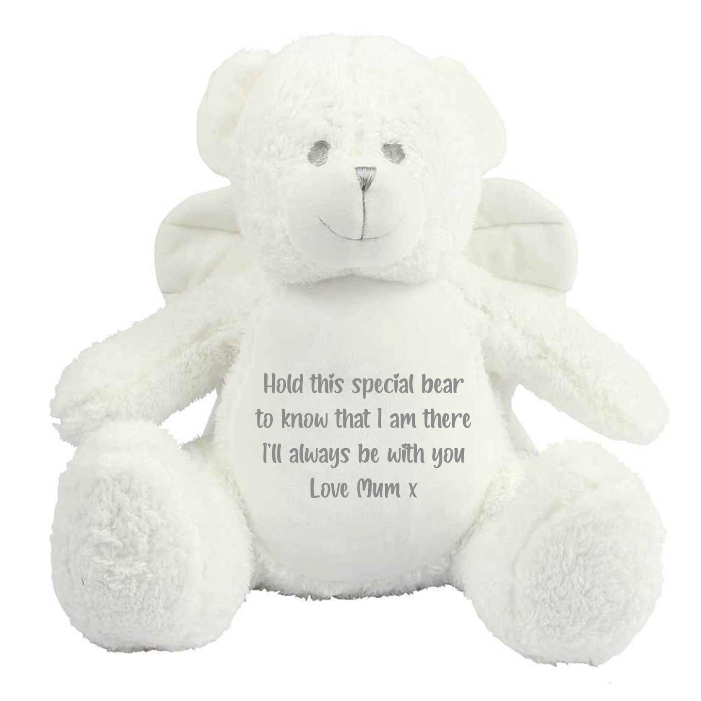 Personalised Angel Wings Ashes Keepsake Memory Bear - White