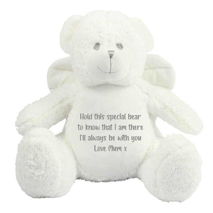Personalised Angel Wings Ashes Keepsake Memory Bear - White