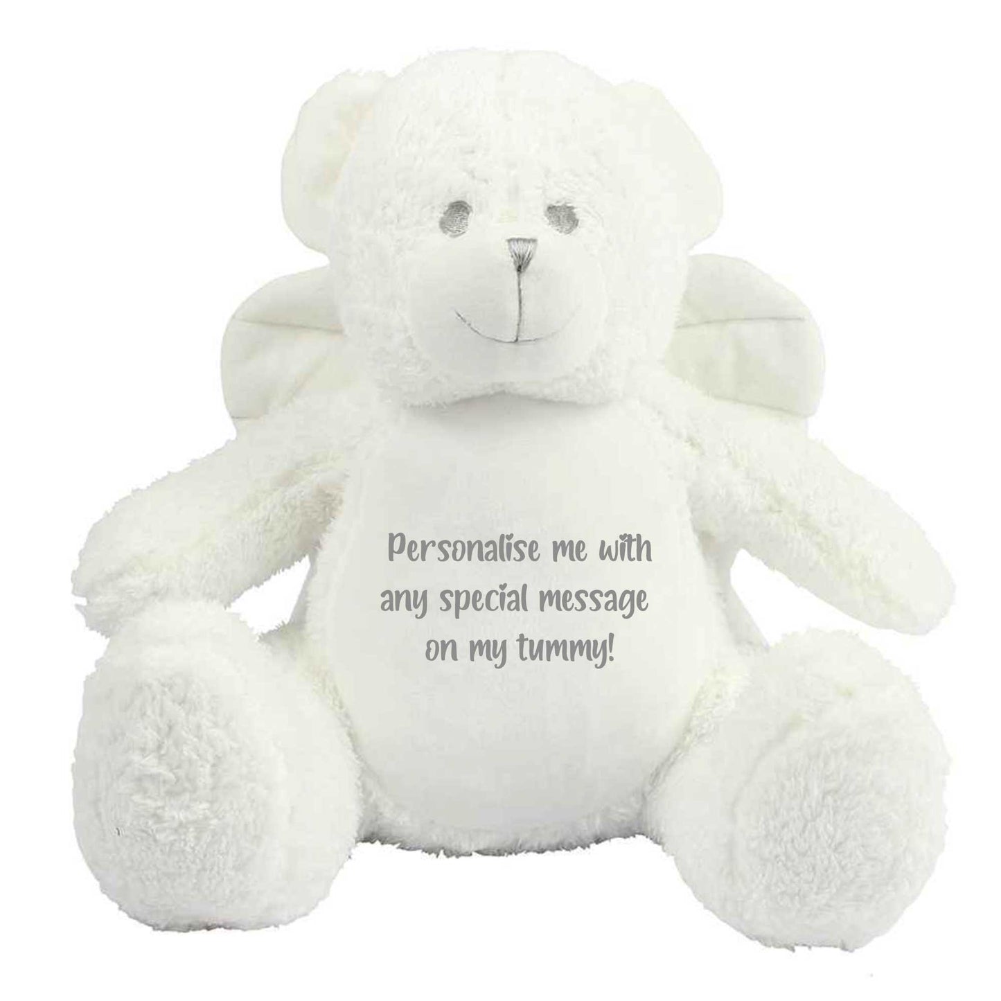 Personalised Angel Wings Ashes Keepsake Memory Bear - White