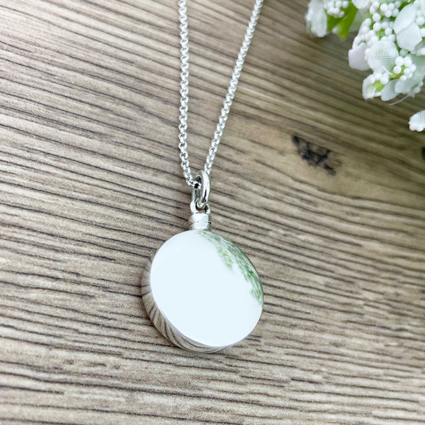 Sterling Silver Circle Pendant Cremation Ashes Memorial Urn Necklace