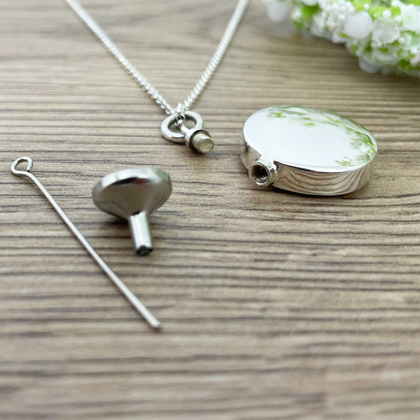 Sterling Silver Circle Pendant Cremation Ashes Memorial Urn Necklace