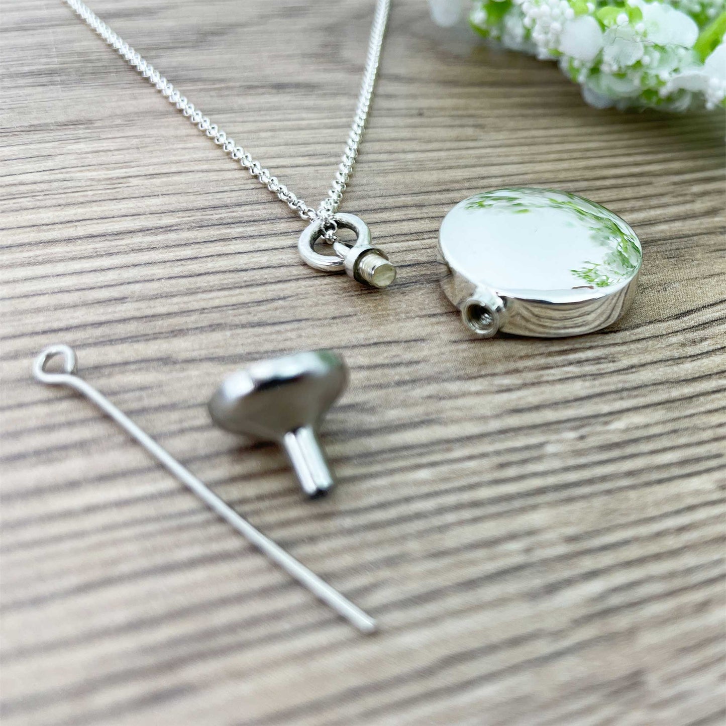 Sterling Silver Circle Pendant Cremation Ashes Memorial Urn Necklace