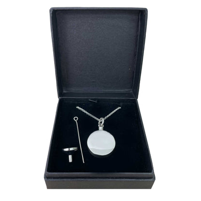 Sterling Silver Circle Pendant Cremation Ashes Memorial Urn Necklace