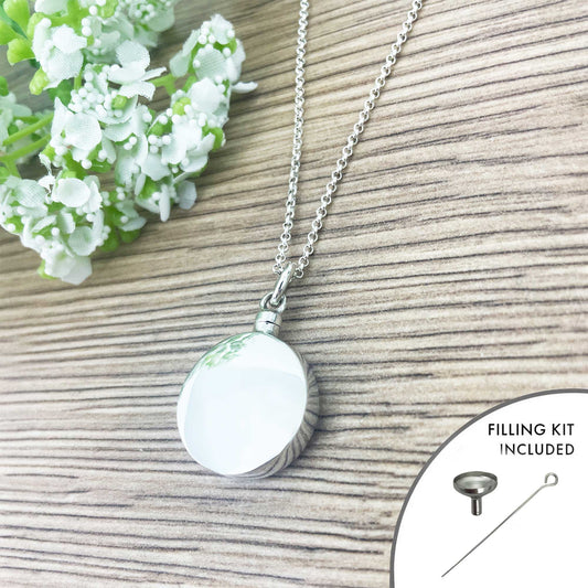 Sterling Silver Circle Pendant Cremation Ashes Memorial Urn Necklace