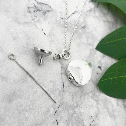 Sterling Silver Heart Cremation Ashes Memorial Urn Necklace