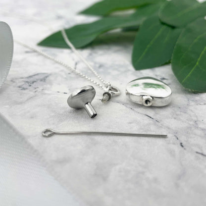 Sterling Silver Heart Cremation Ashes Memorial Urn Necklace