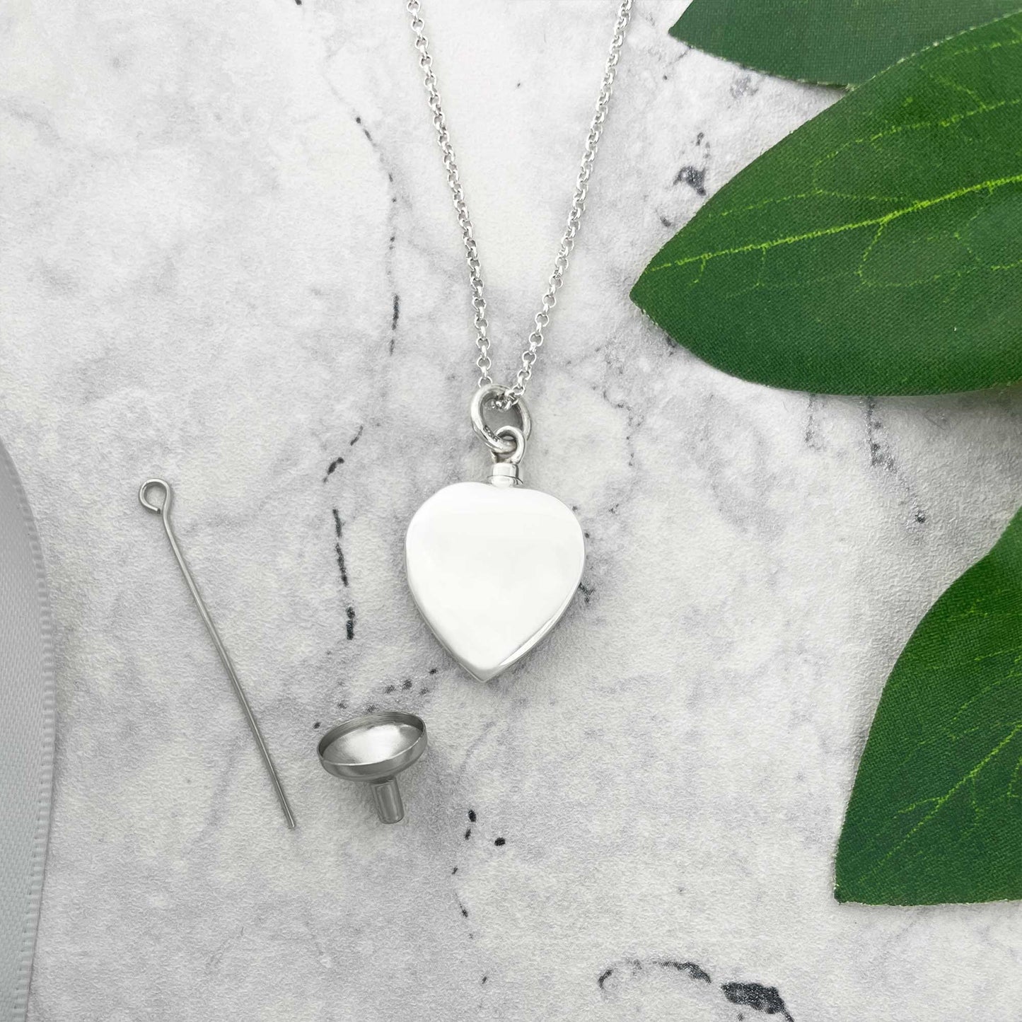 Sterling Silver Heart Cremation Ashes Memorial Urn Necklace