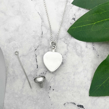 Sterling Silver Heart Cremation Ashes Memorial Urn Necklace