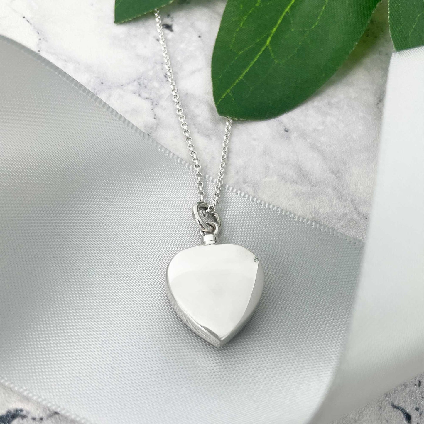 Sterling Silver Heart Cremation Ashes Memorial Urn Necklace