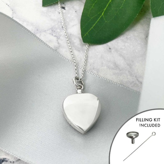 Sterling Silver Heart Cremation Ashes Memorial Urn Necklace